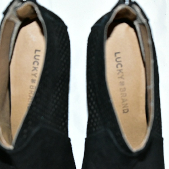LUCKY BRAND LAMIA SUEDE LEATHER OPEN TOE BOOTIE - Picture 5 of 7